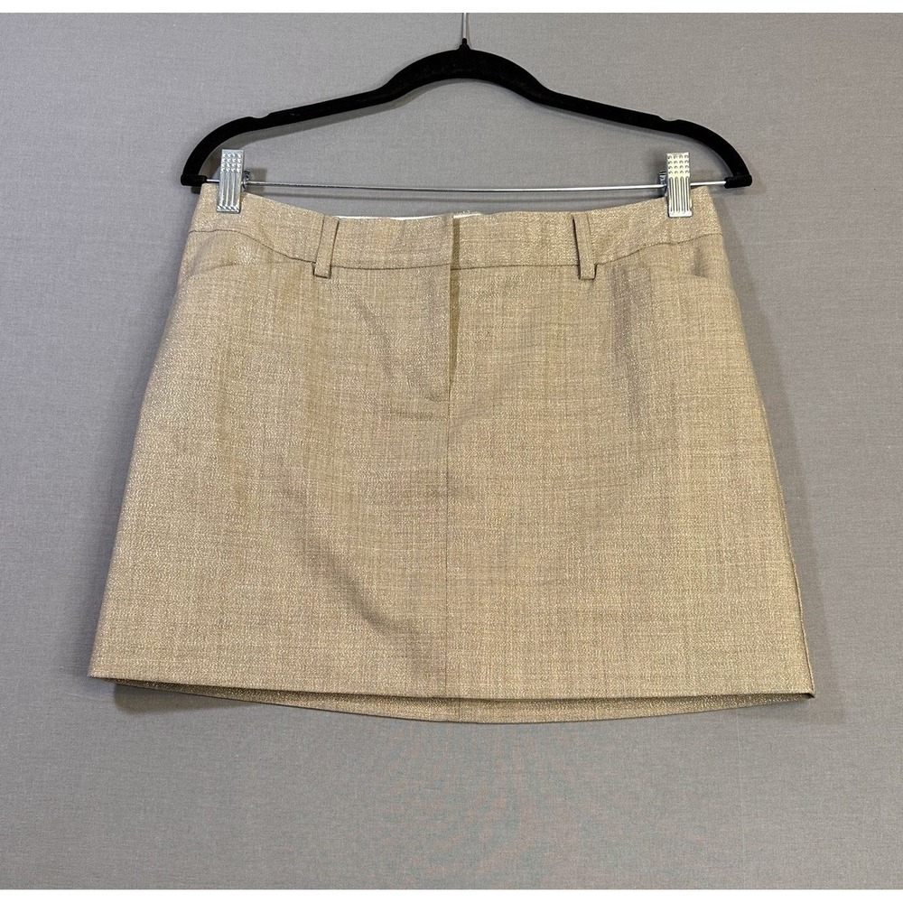 Express Gold Solid Lined Pencil Skirt Zip Closure Mid Rise Short Size 6